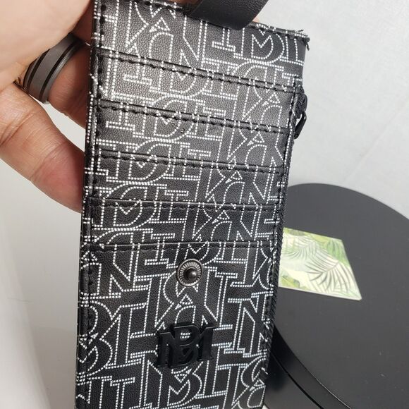 Badgley Mischka Black Credit Card Holder With Tab Vegan Leather Unisex - Picture 10 of 15